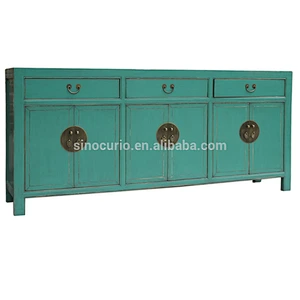 china antique solid wood distressed lacquered kitchen furniture sideboard cabinet