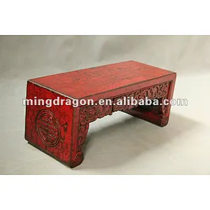 Chinese antique red small carved table