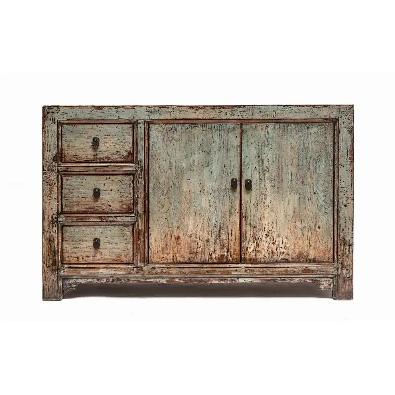 Chinese antique living room furniture rustic vintage wood painted sideboard storage cabinet