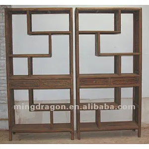 Chinese antique furniture elm wood bookshelf