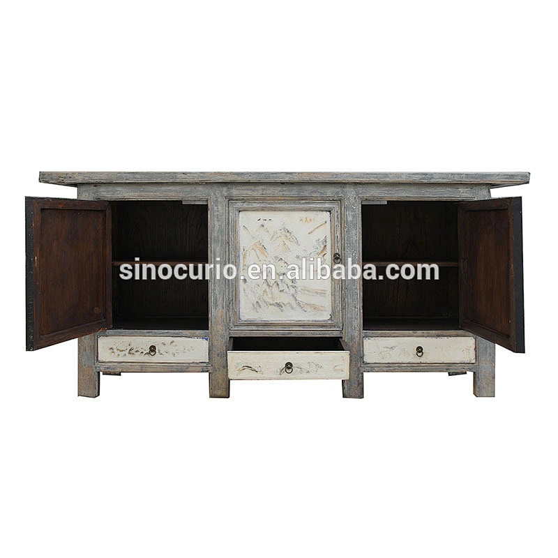 Chinese unfinished antique buffet cabinets sideboards furniture classic sideboards for wholesale