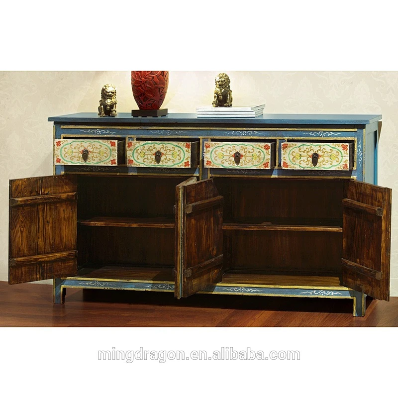 Antique tibetan wooden cabinet