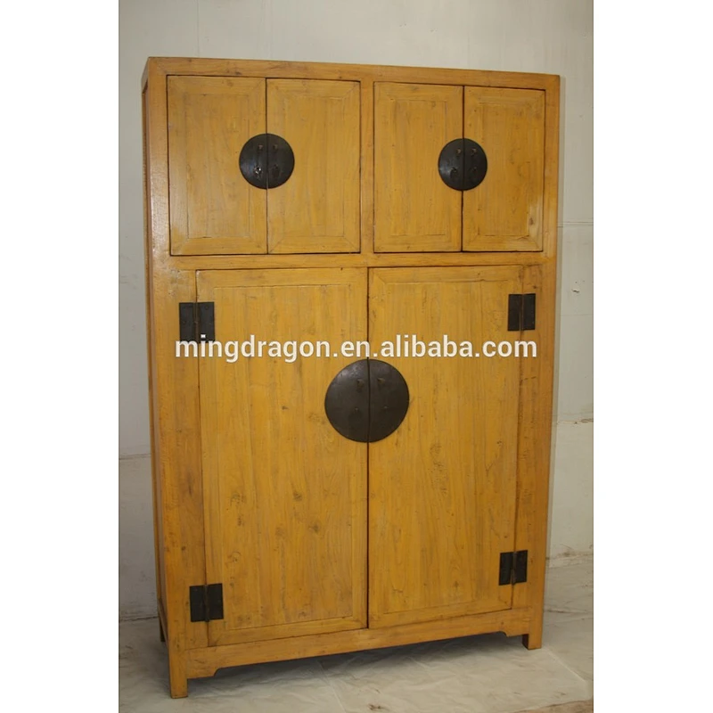 chinese antique solid wood distressed kitchen cabinet