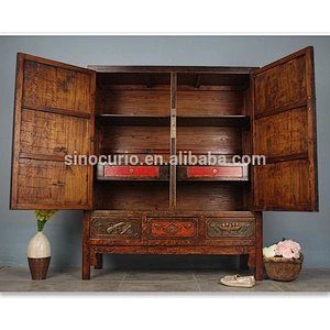 Chinese Antique Furniture Wooden Wedding Cabinet Wardrobe