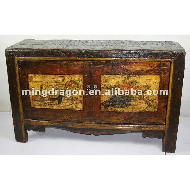Tibetan antique two door hand painted cabinet