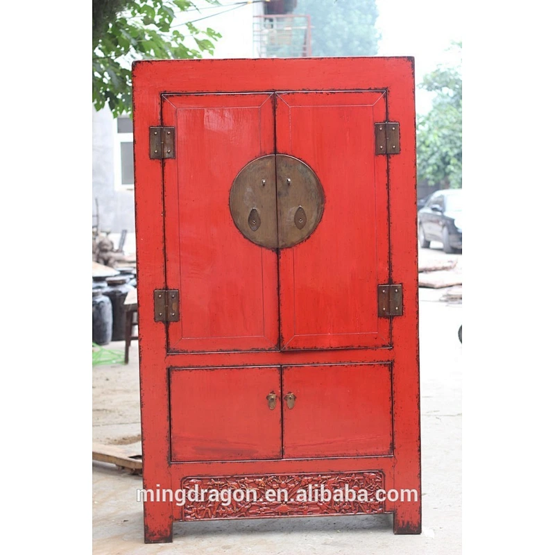 Chinese antique hand restored country style handpainted wardrobe armoire