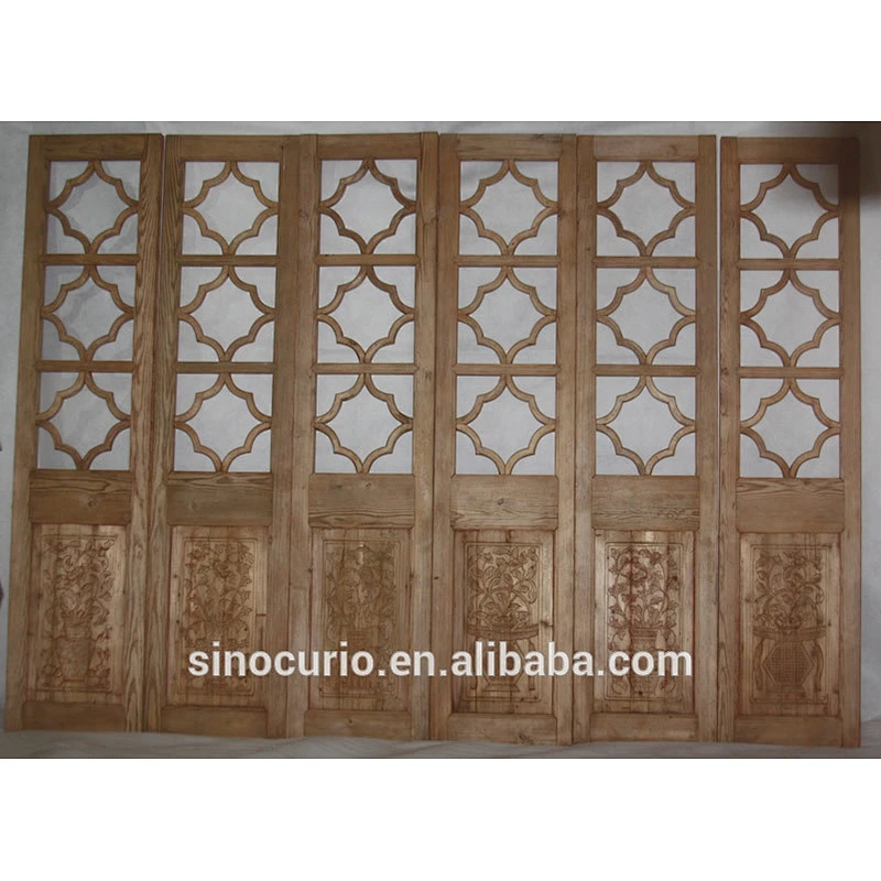 Antique wooden panels Classic Folding Room Divider/Wood screen