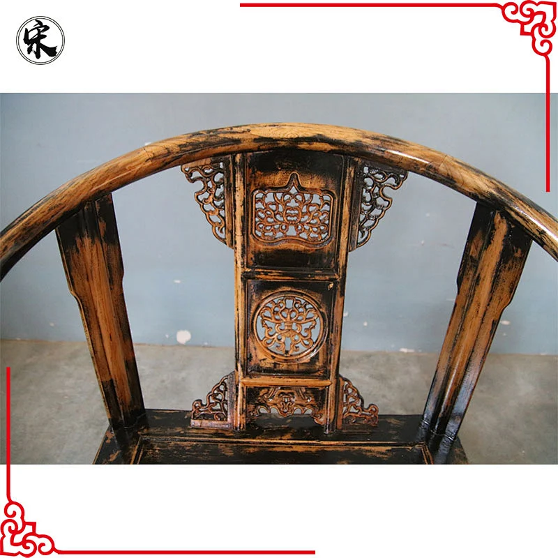 Wholesale antique solid wood hand carved black arm chair