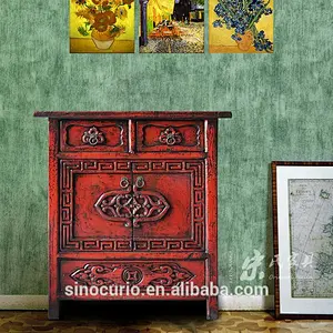 Chinese antique high glossy carved solid wood furniture