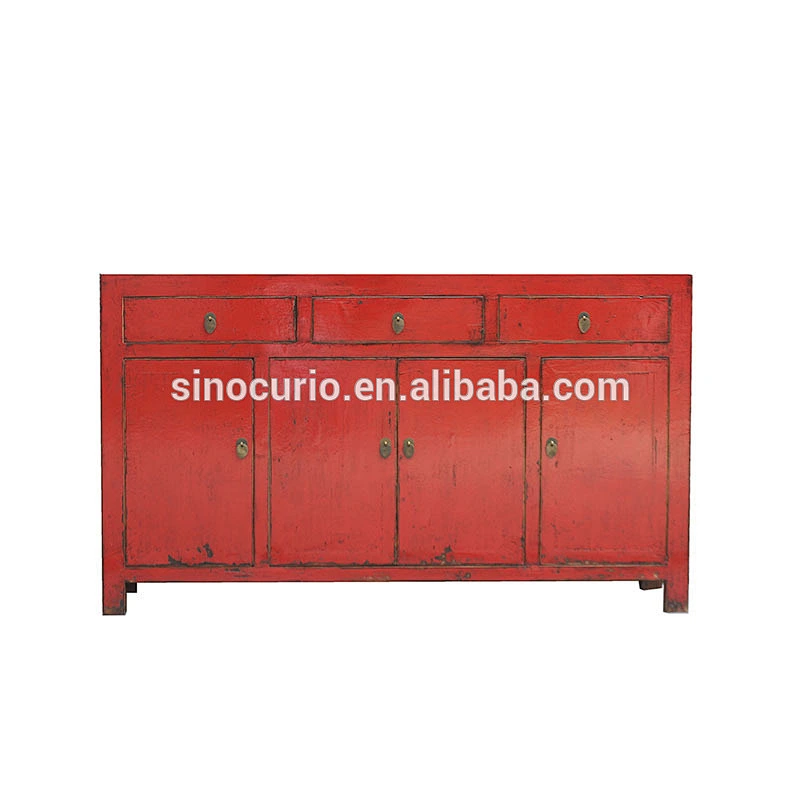 Chinese antique wood furniture painted table buffet reclaimed wood red Chinese sideboard