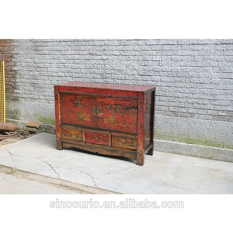 Asian furniture Chinese antique classical hand painted furniture high lacquer antique shoe cabinet