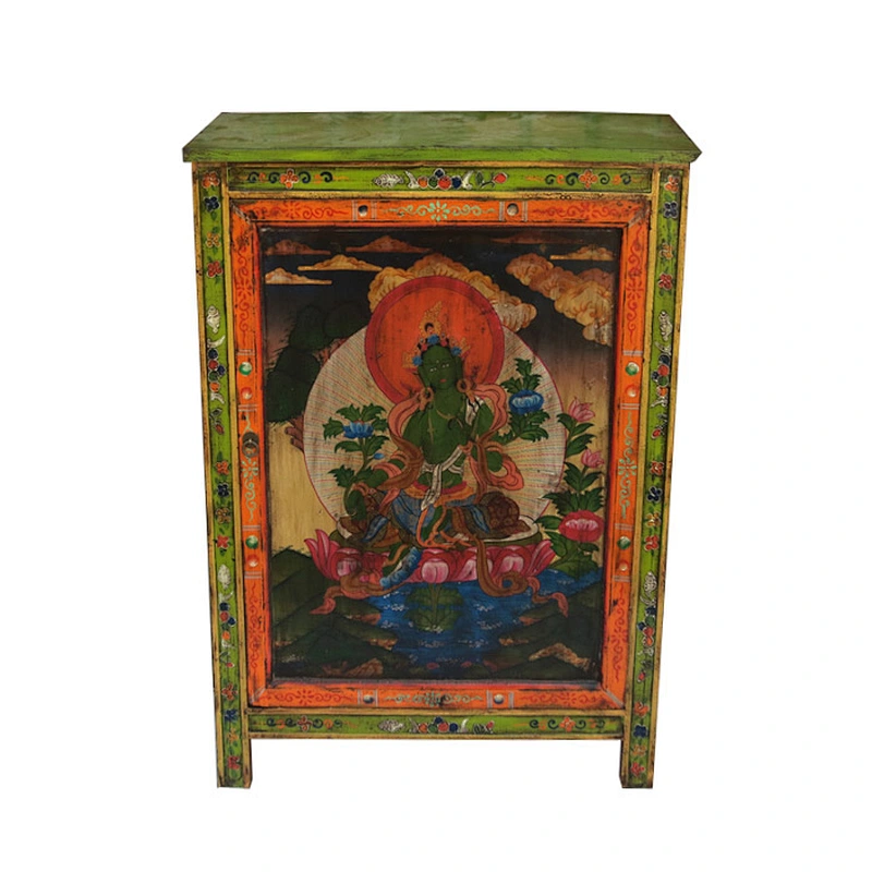 Chinese vintage reproduction furniture, Tibetan living room single door cabinet