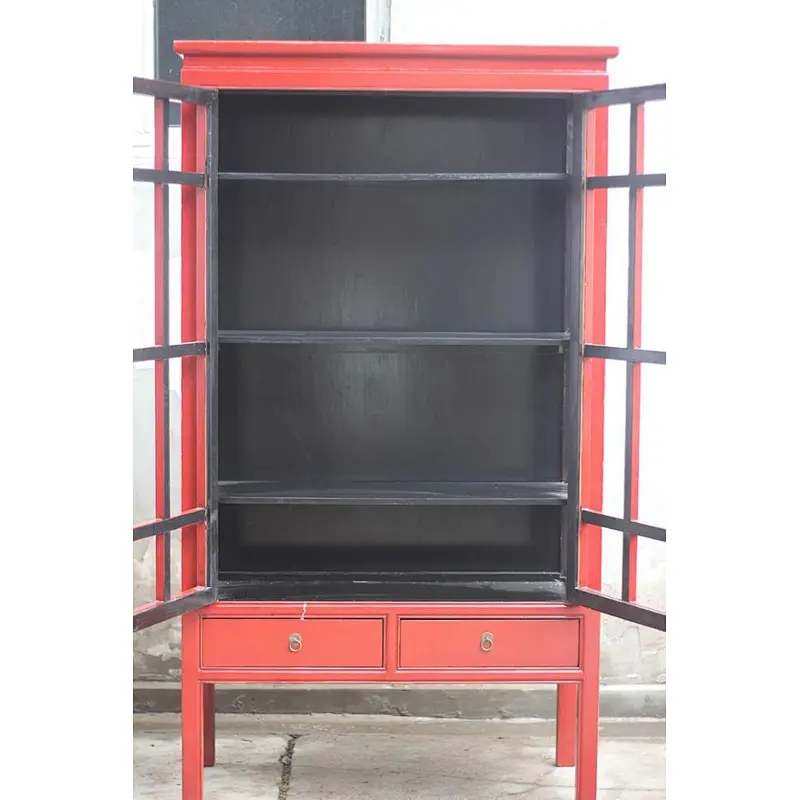Living room divider storage display glass cabinet