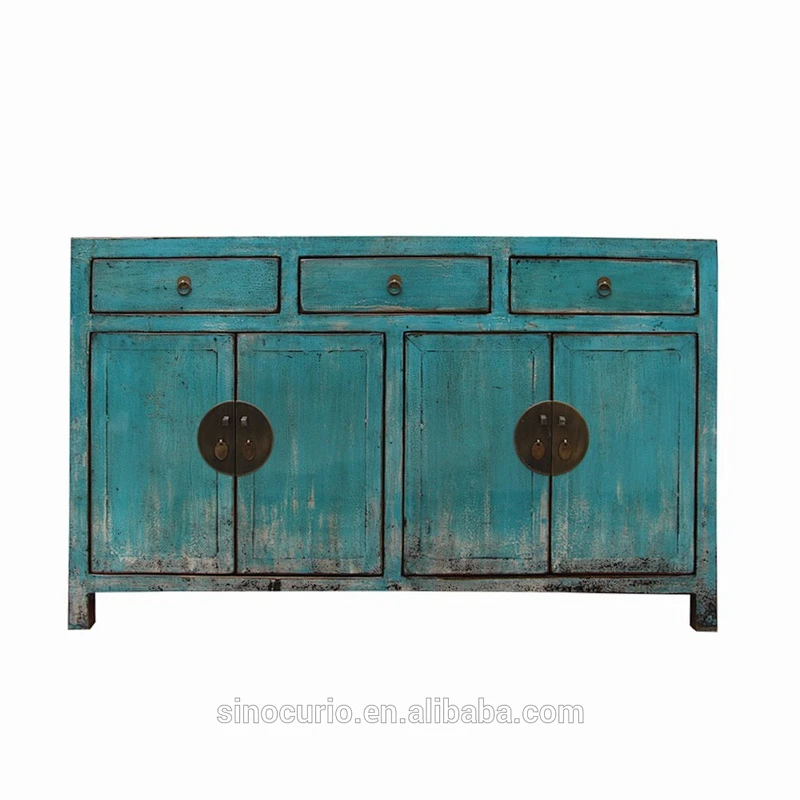 Antique furniture mongolia painted wooden cabinet S9