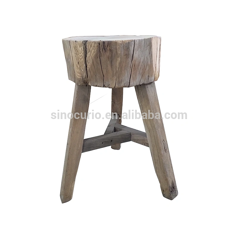 Chinese antique rustic furniture recycled thick wood stool