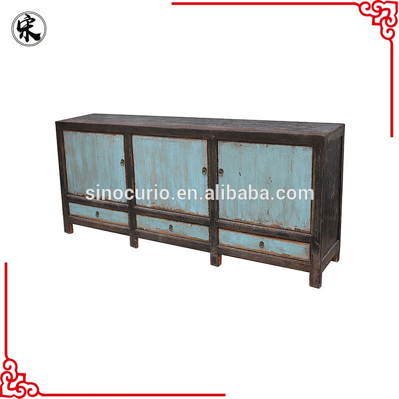 Wholesale Oriental shabby chic blue sideboard buffet furniture