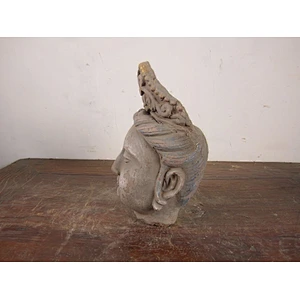 Antique mud hand carved buddha head sculpture