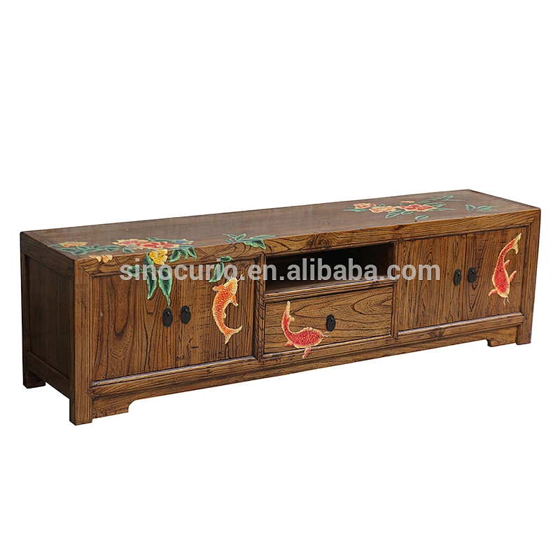 Beijing antique furniture painted solid wood tv stand & cabinet