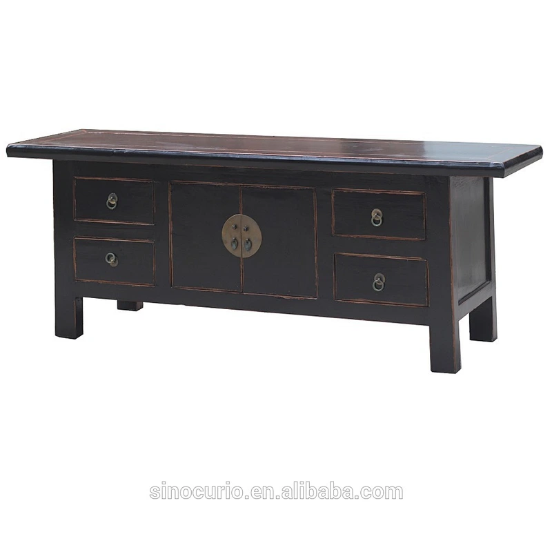 1308 Low price antique home furniture painted tv stand wooden tv table with drawers