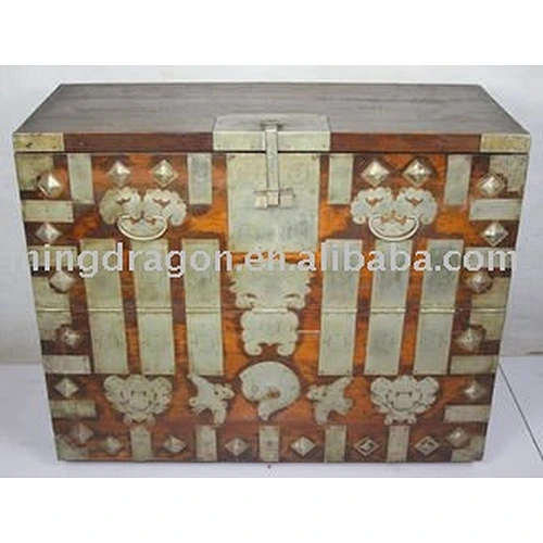 Antique Korean Hand Crafted Wooden Chest
