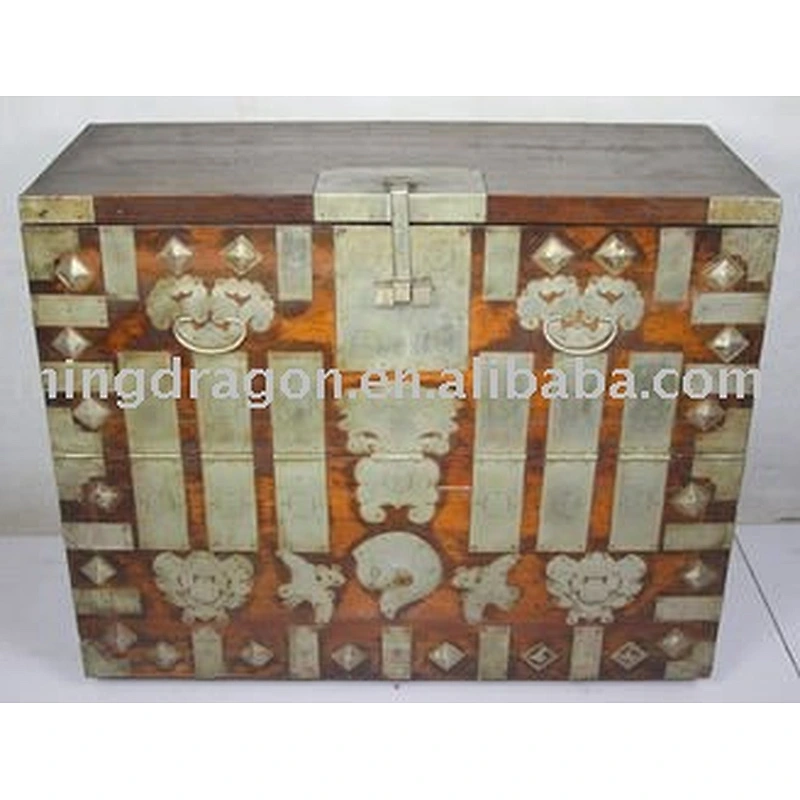 Antique Korean Hand Crafted Wooden Chest