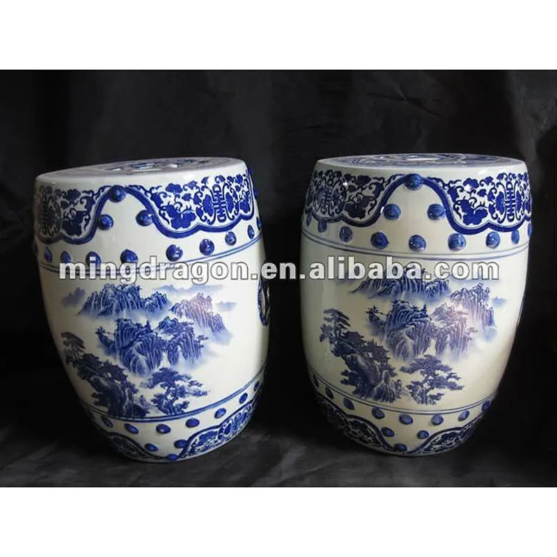 Chinese Antique Blue and White Porcelain Garden Stool