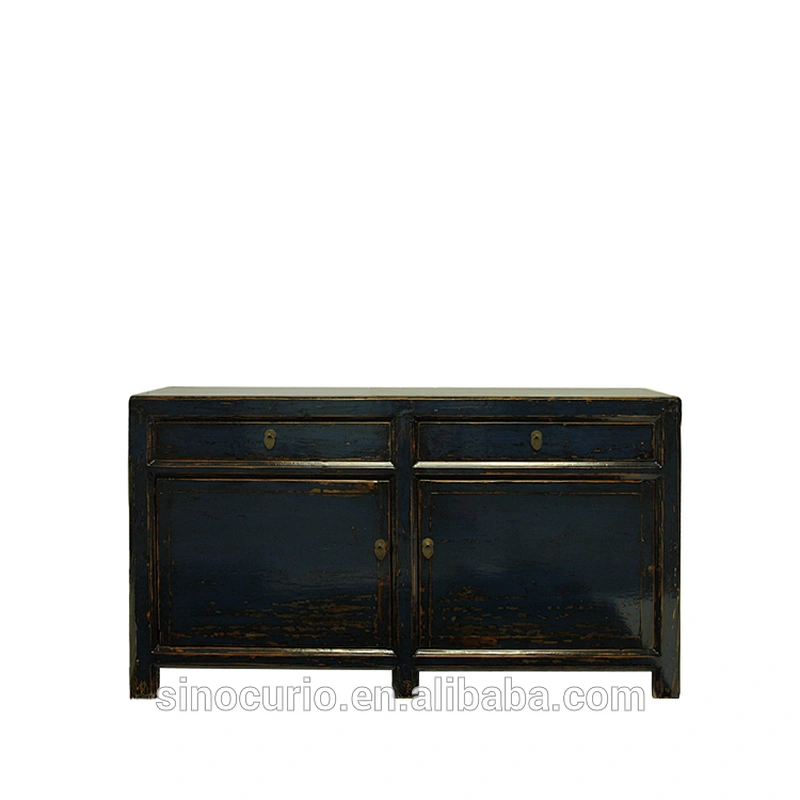 Antique Chinese Glossy Painted Sideboard Cabinet