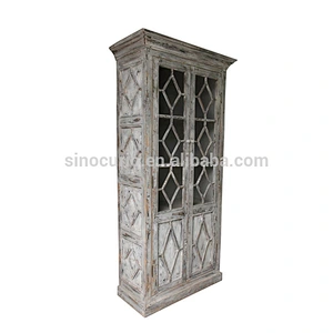 wholesale distressed furniture rustic reclaimed wood furniture display glass cabinet