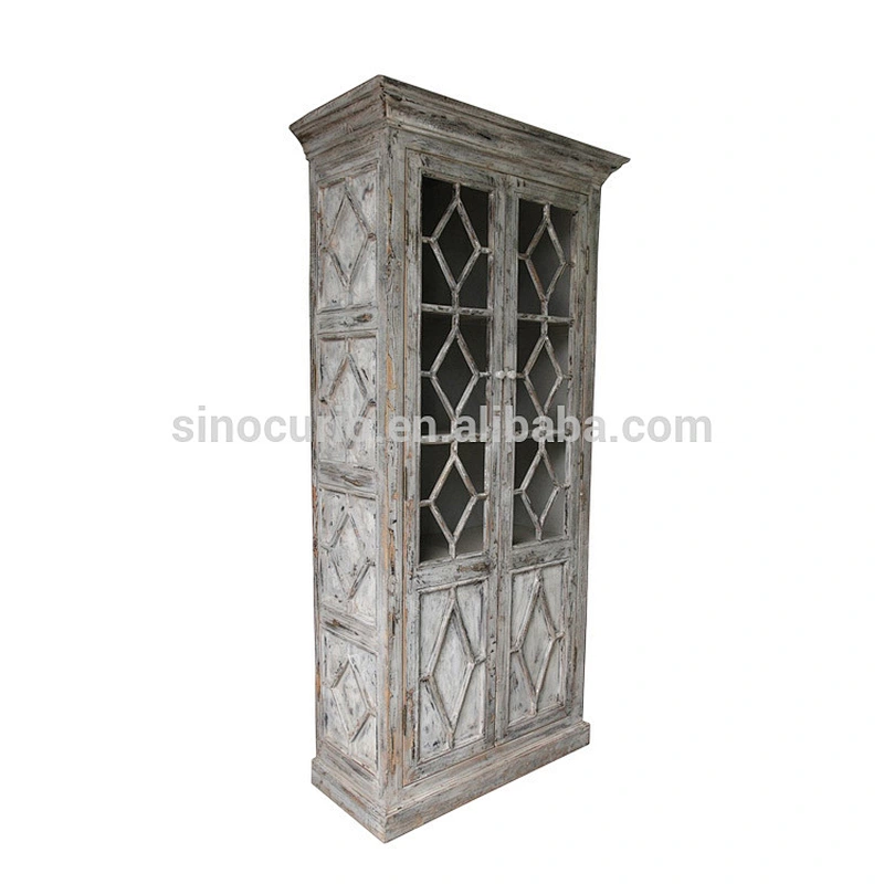 wholesale distressed furniture rustic reclaimed wood furniture display glass cabinet