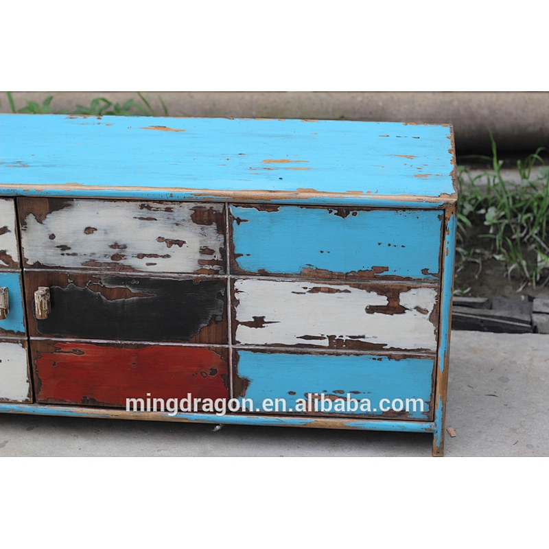 Chinese antique recycle wood colorful TV stand