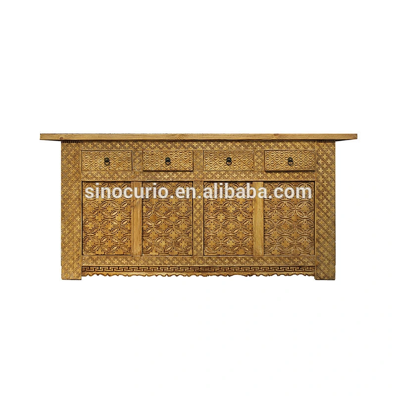 China artistic hand carved furniture cabinets antique Chinese shrine cabinet reclaimed wood sideboard