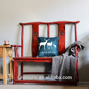 Antique style restaurant recycle wood double chair