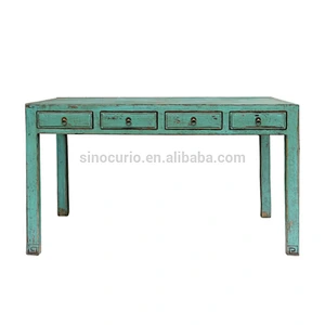 Asian antique furniture rustic office desk drawers table