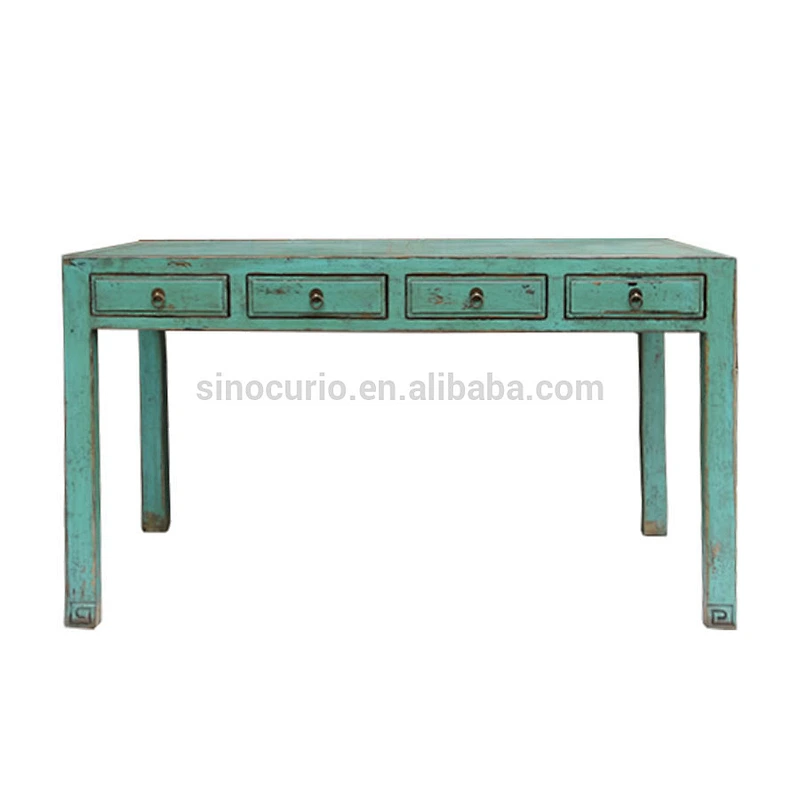 Asian antique furniture rustic office desk drawers table