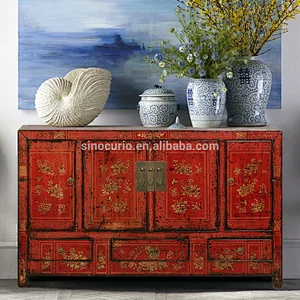 Antique Chinese furniture dinning room sideboard cabinet hand painted