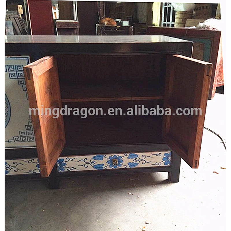 antique furniture with pattern of blue and white porcelain,buffet sideboard