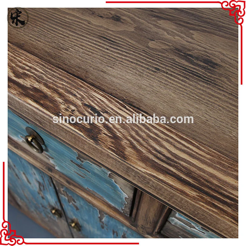 Chinese reproduction solid wood rustic sideboard- distressed furniture stores