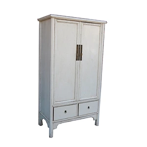 White chinese style solid wood wardrobe china supplier