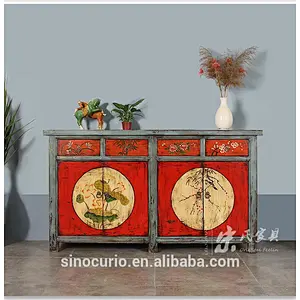 Chinese antique wooden lacquer furniture hand painted cabinet