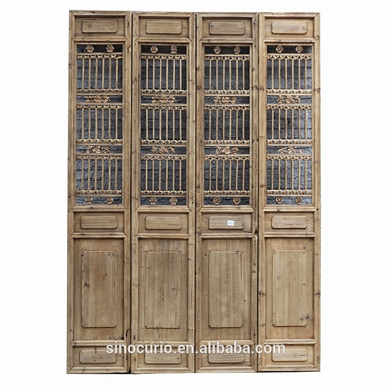 chinese antique wood carved old screen and windows