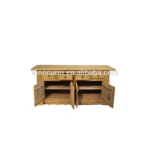China artistic hand carved furniture cabinets antique Chinese shrine cabinet reclaimed wood sideboard