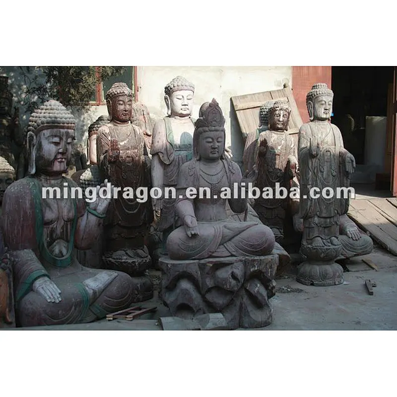 Chinese antique wooden big sitting buddha