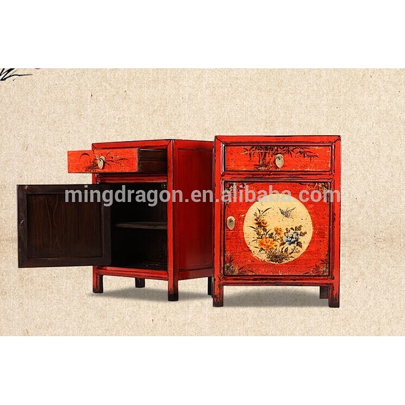 Chinese antique furniture wholesale antique cabinet hand painted nightstand