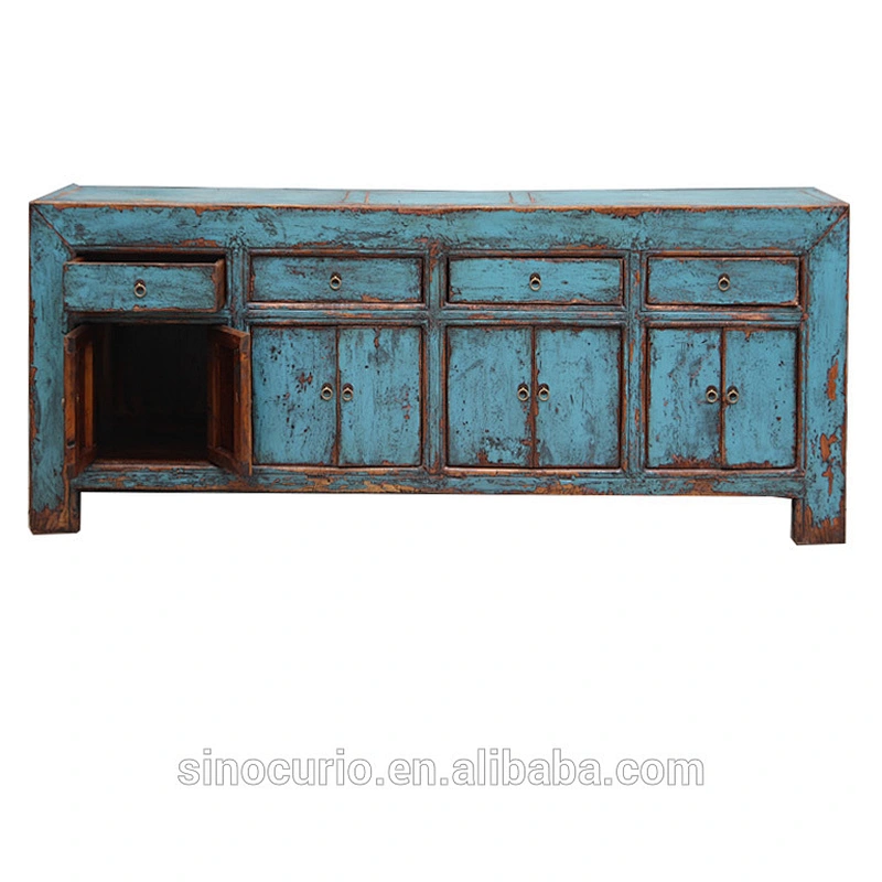 Chinese antique solid wood hand painted high glossy cupboard sideboard