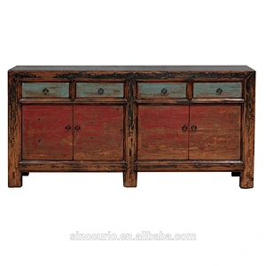 Chinese antique reproduction furniture vintage distressed wood sideboard