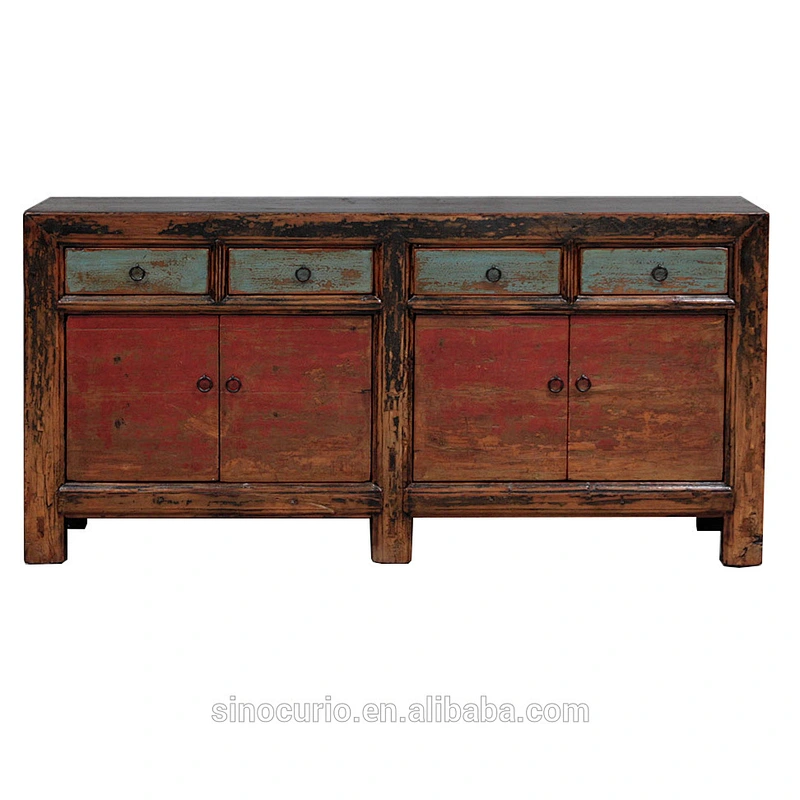 Chinese antique reproduction furniture vintage distressed wood sideboard