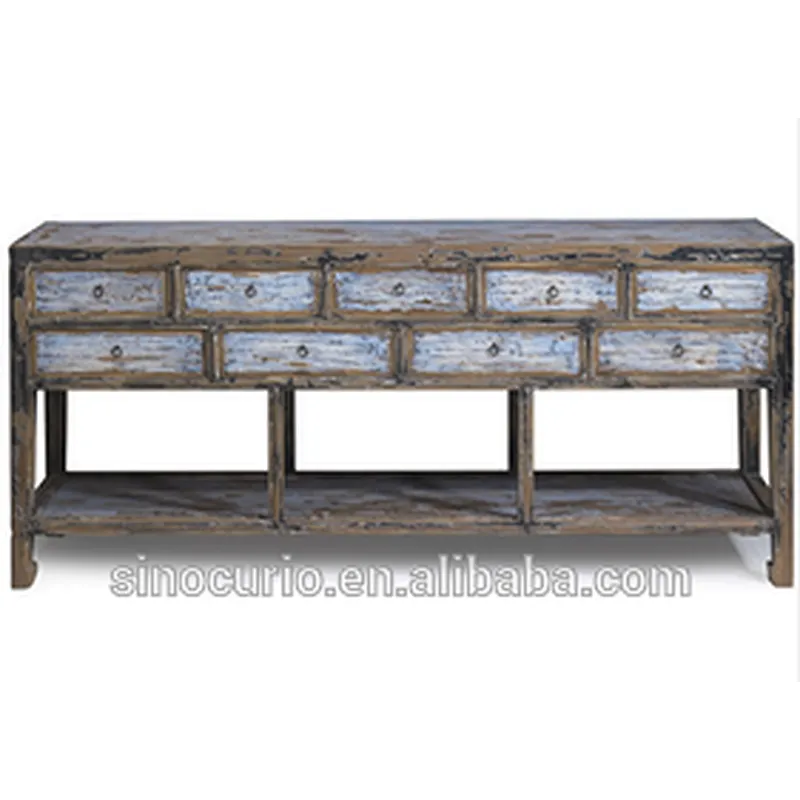 Chinese Antique Distressed Wood Side Table
