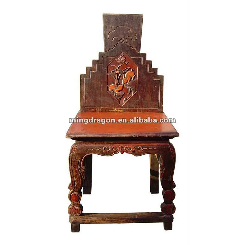 Chinese antique wooden red office chair