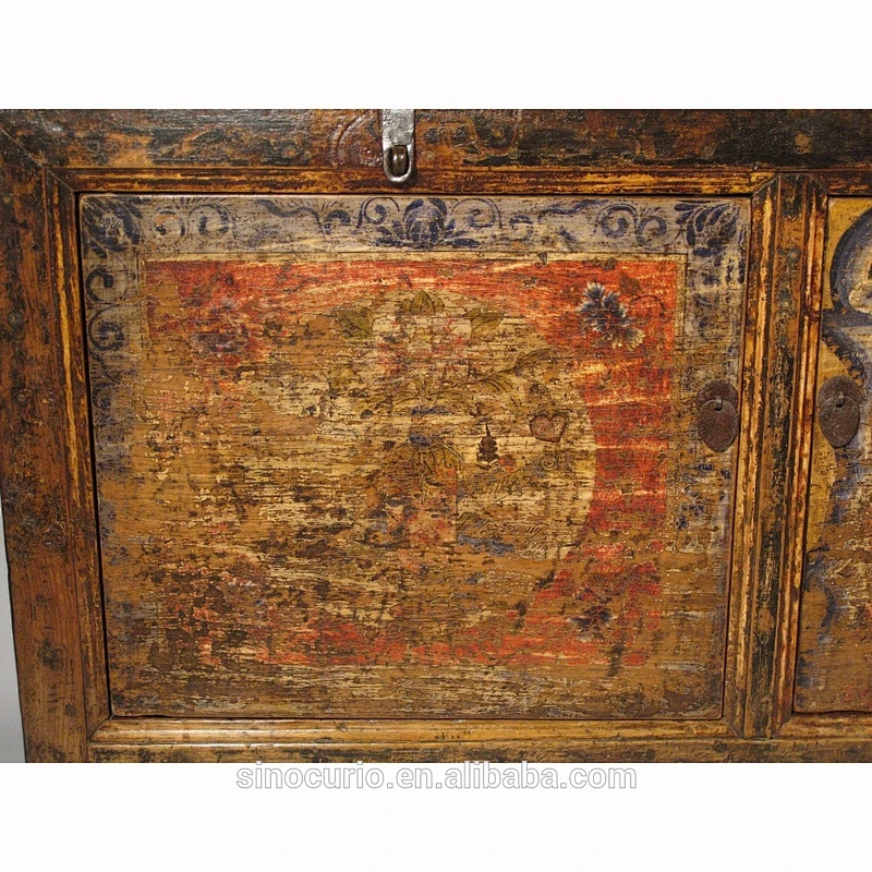 Chinese style home furniture antique reclaimed grey wooden cabinet
