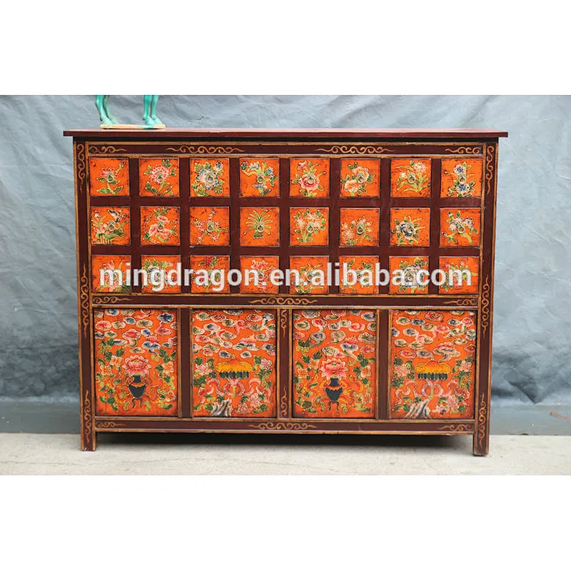 H1725 hand painted antique medicine cabinet